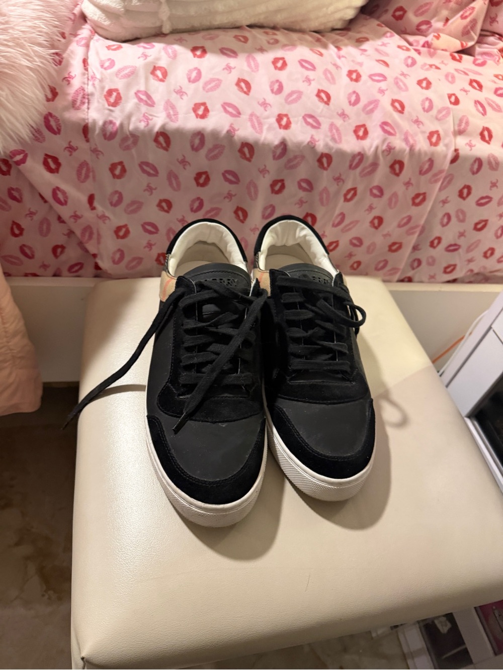 Burberry Black and Beige Check Men’s Athletic Sneakers - Picture 5 of 10